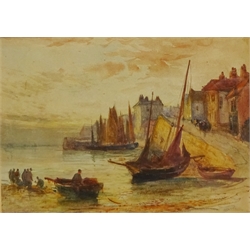  Newlyn Harbour, 19th/early 20th century watercolour unsigned 12cm x 17cm  
