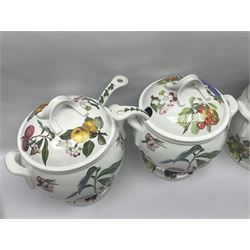 Three Portmeirion soup tureens with covers and ladles, together with vases, large bowls and other Portmeirion items