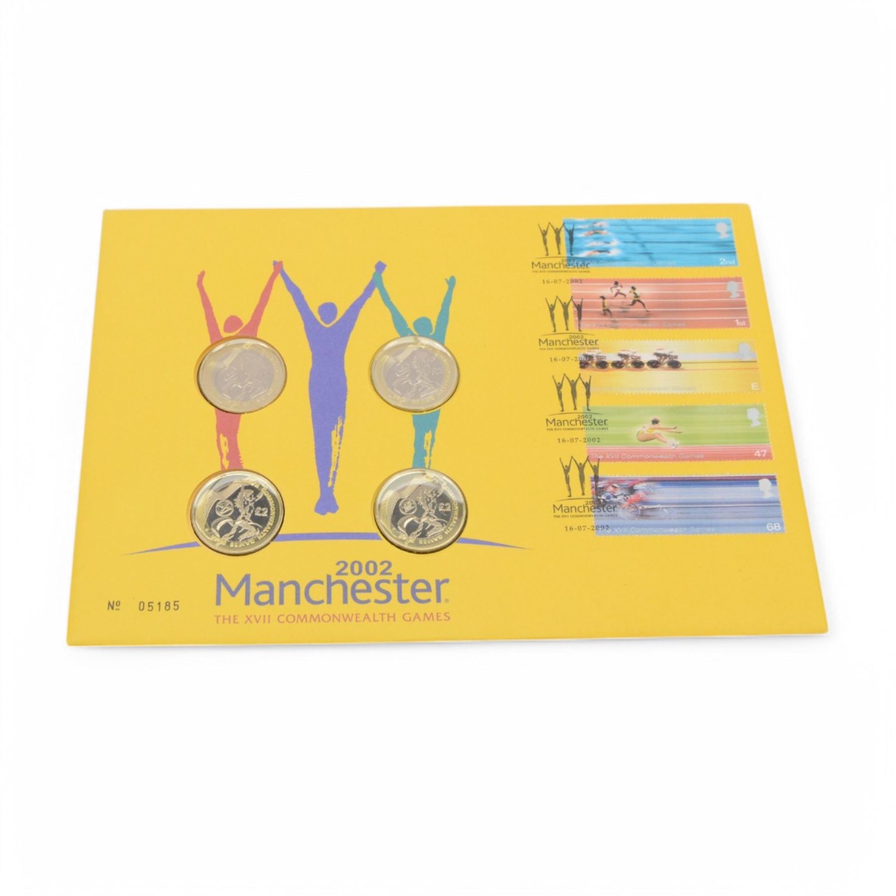 The Royal Mint Queen Elizabeth II 2002 Manchester Commonwealth Games four coin two pound coin cover