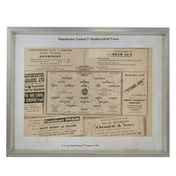 1962 signed FA Cup third round programme Manchester Untied vs Huddersfield Town, framed an...
