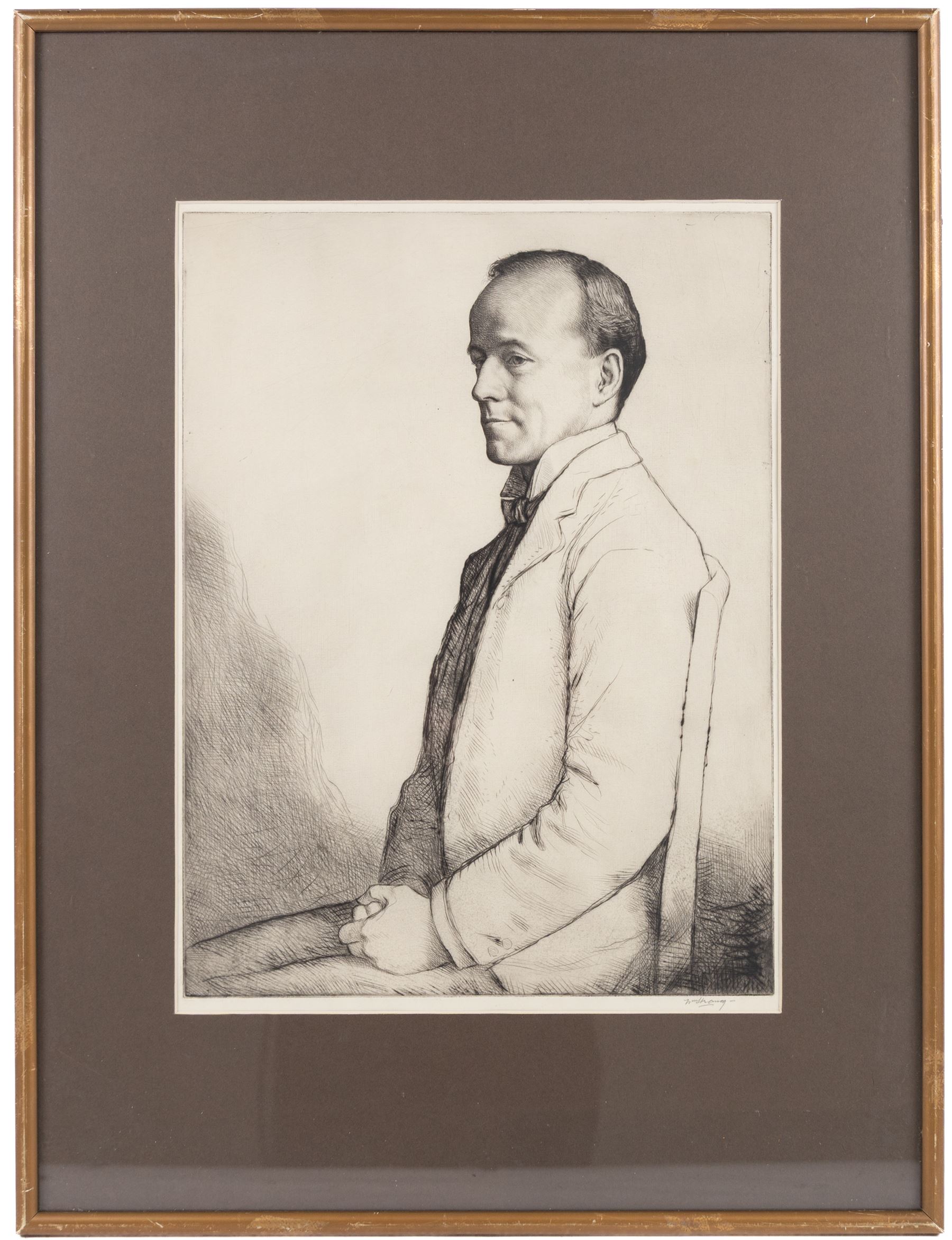 William Strang (Scottish 1859-1921): The Rt Hon Walter Runciman, large etching signed in pencil 41cm x 30.5cm; Joseph Simpson (British 1879-1939): Portrait of John Peel, lithograph signed in pencil, 34cm x 26cm (2)