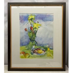 Roy Freer (British 1938-): 'Yellow Flowers/Green', watercolour signed and dated '88, titled verso 66cm x 49cm 