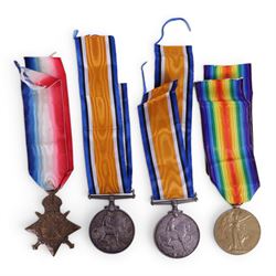 First World War Family Medal Group, comprising 1914 Star, British War medal and Victory me...
