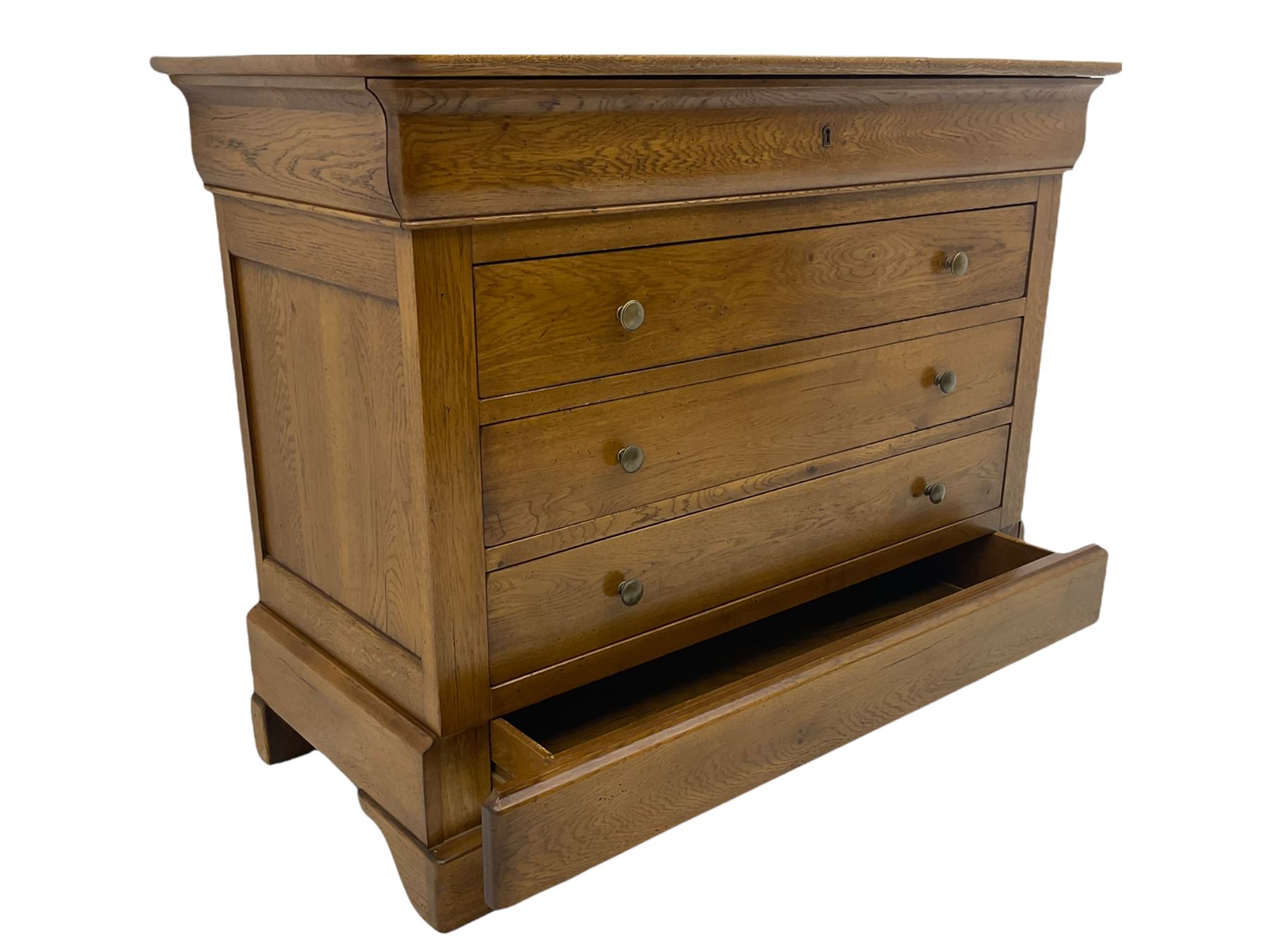 Barre Dugue - French oak five drawer chest with three drawers and frieze drawer at top and one at bottom 
