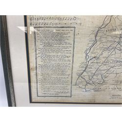 Boer War cotton handkerchief printed with portraits of Lord Roberts and Queen Victoria with a map of Southern Africa and Kipling's The Absent Minded Beggar, framed, handkerchief 44.5 x 43cm