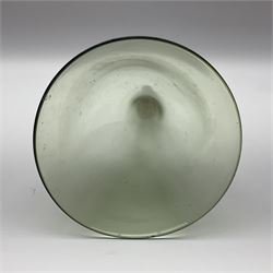 Georgian hand-blown green glass wine funnel, H32cm