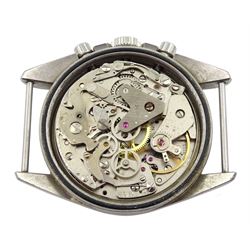 CWC British military Royal Navy 17 jewels chronograph wristwatch dated 1975, Valjoux cal. 7733, screw back case issue markings 0552/924-3306 ^ 4650/75, on original fabric strap