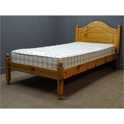  Pair 3' single pine beds, shaped headboard and DP Furniture Express Balmoral mattress, W100cm, H90cm, L200cm  