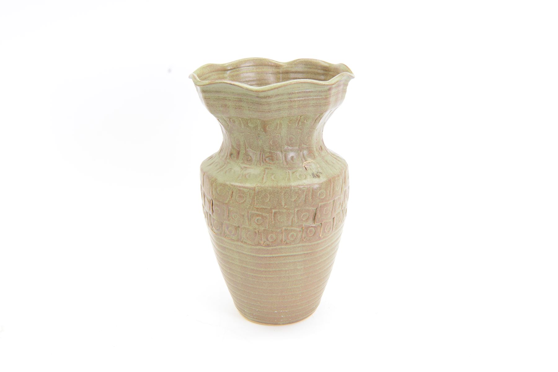 Studio pottery tyg vase, in blue and green glaze, together with John Solly oval dish, tyg H27cm