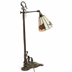 Mahogany oval swing mirror, and a tiffany style table lamp, mirror H60cm 