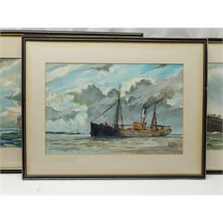 Harold Whitaker (British ?-1988): 'Kingston Diamond' 'St Gamecock' and 'Arctic Vandal', set three gouache ship's portraits signed and dated 1987, titled verso 32cm x 48cm (3)