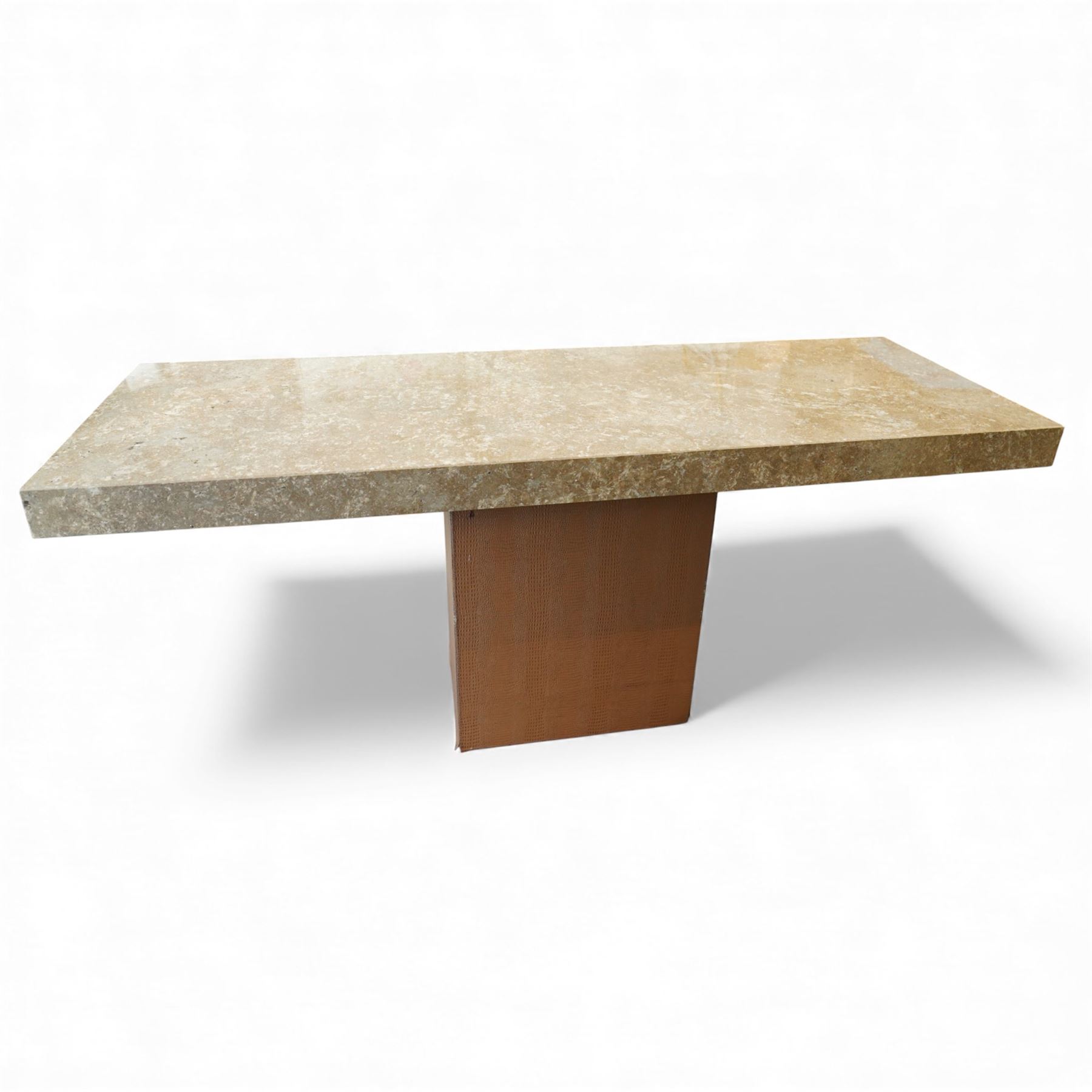 Barker & Stonehouse - sienna gold stone console table, on brown faux leather base