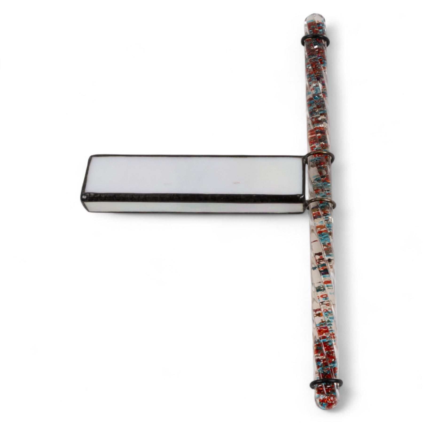 Mid 20th century glass wand kaleidoscope, the viewfinder with leaded glass panels, H28cm
