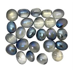 Collection of blue angle aura quartz tumble stones