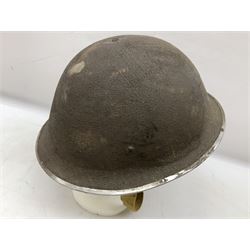 WW2 British Mk III steel combat helmet with textured finish and original liner