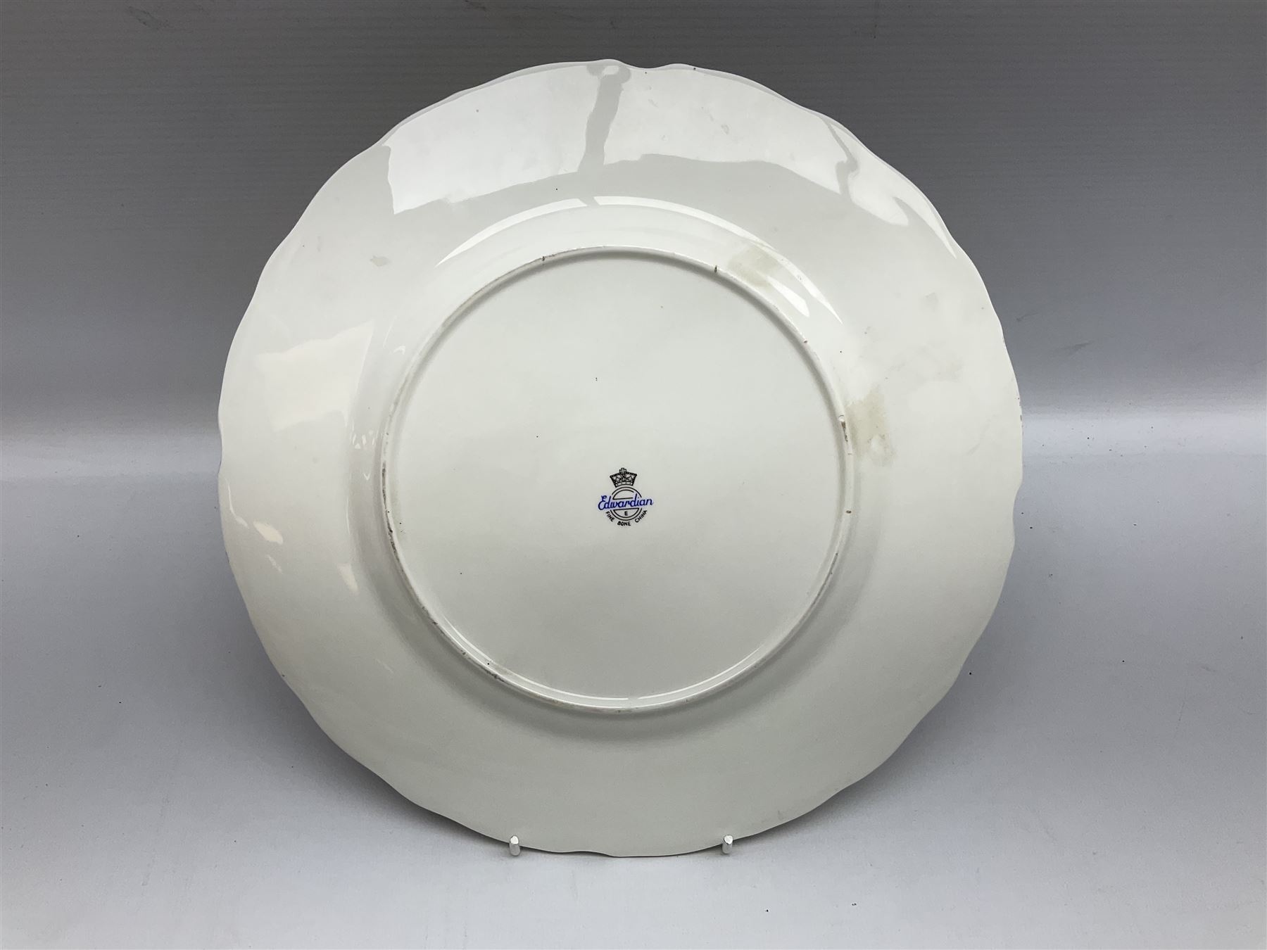 Aynsley Orchard gold pattern trio and vase, together with Edwardian Bone China plate, decorated with fruit, signed D. Wilson