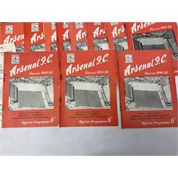 Arsenal F.C. - thirty-one home programmes for 1949/50 (28) & 1950/51 (3) including Practice Match, Division One, F.A. Cup, Football Combination Cup (reserves), 'Tour Match', single sheet programme, souvenir programmes and some duplicates (31)