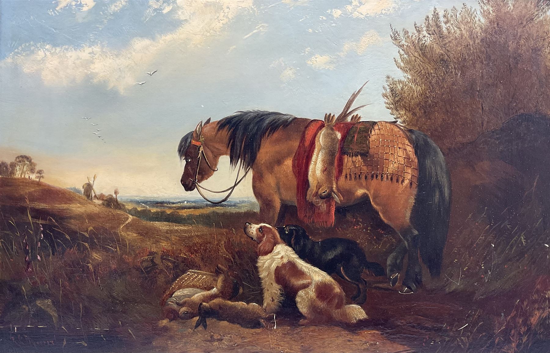 James Charles Morris (British fl.1851-1863): Pony and Spaniels with the Day's Bag, oil on canvas signed 40cm x 61cm 
Provenance: private collection, purchased David Duggleby Ltd 
14th September 2015 Lot 167