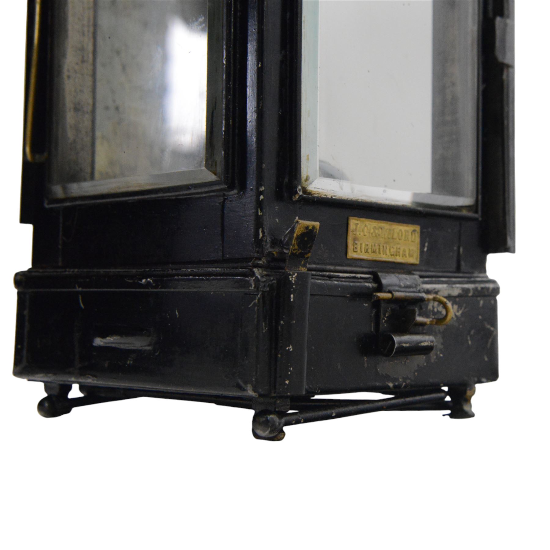 WWI British Officers paraffin lamp by JC & W Lord, Birmingham, complete with carrying case containing fuel can, together with a military issued Bialladin lamp with broad arrow marked 1955