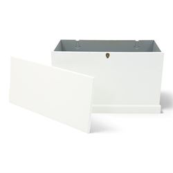 And So To Bed - Victorian style white painted blanked chest with twin brass carrying handles, on plinth base