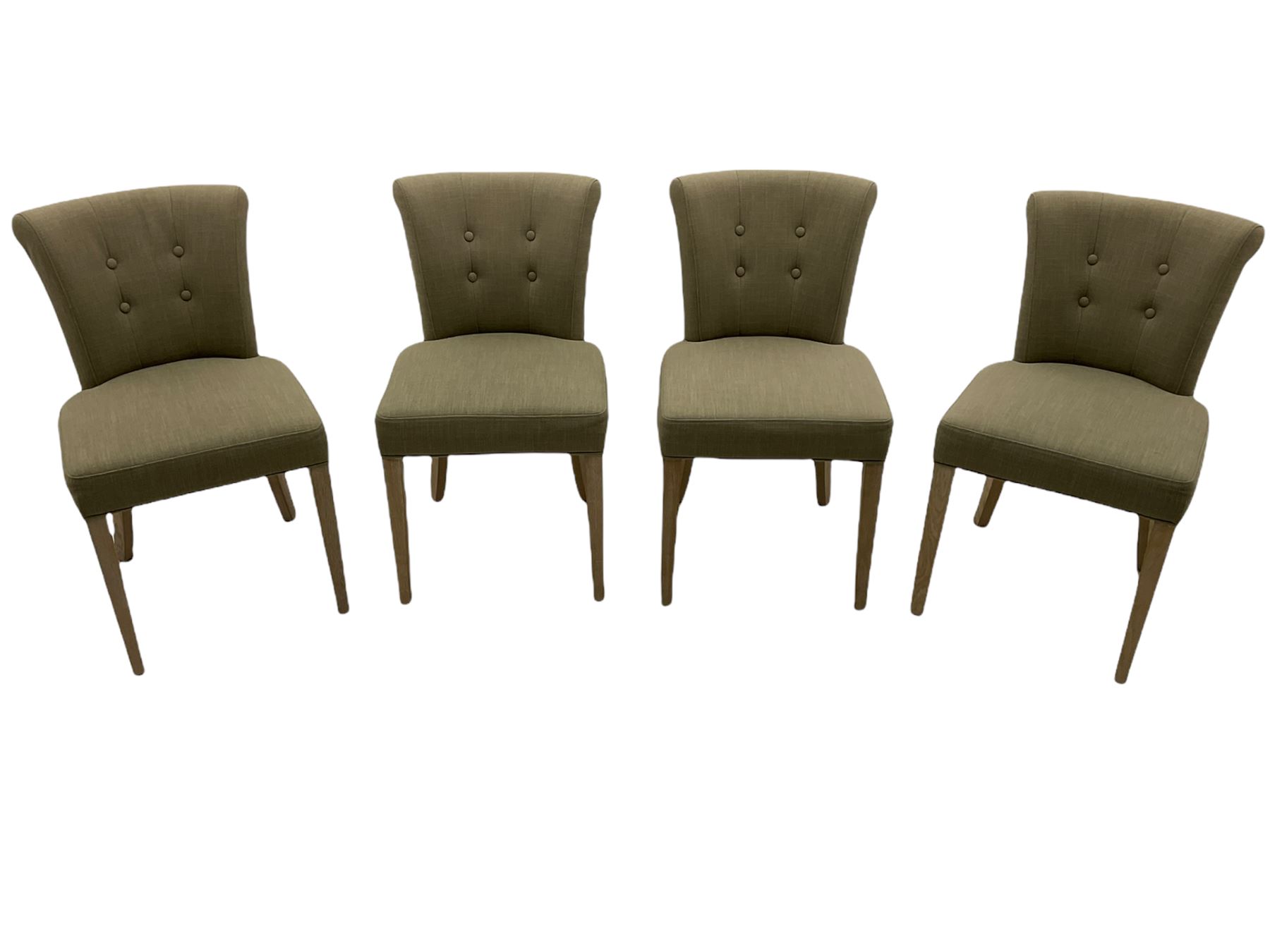 Neptune Furniture - Calverston set of four curved back dining chairs with Clara Natural buttoned upholstery, pale oak legs