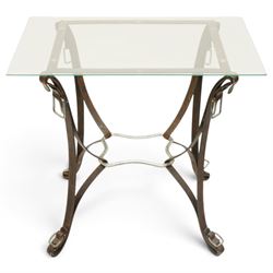 And So To Bed - 'Handel' side table with horse-tack style simulated leather wrought metal ...