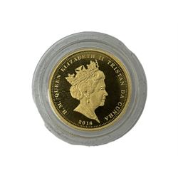 Queen Elizabeth II Tristan Da Cunha 2018 'Defending Britain's Skies for One Hundred Years' coloured gold quarter sovereign, housed in Hattons of London box