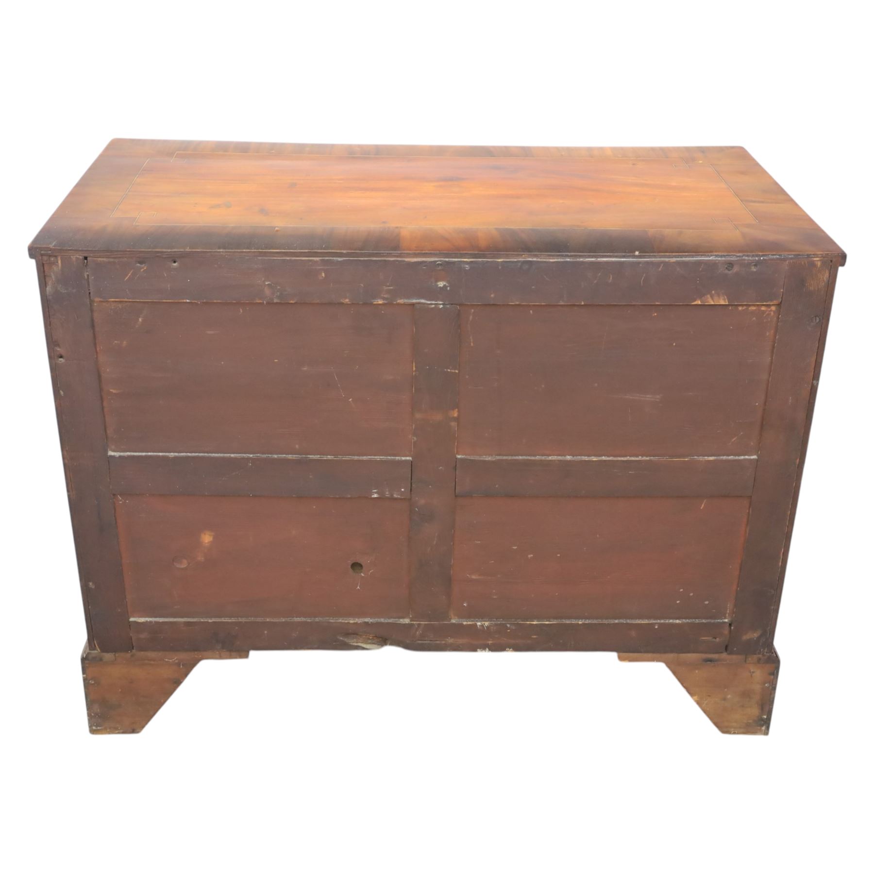 Early 19th century mahogany chest, fitted with short and two long drawers, crossbanded top, raised on bracket feet