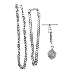 Two early 20th century silver watch chains, links hallmarked