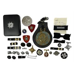 Collection of St John Ambulance enamel, metal and embroidered badges, together with St John Ambulance cadets sixty years medallion and a horse brass  
