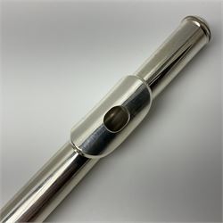 Yamaha 211, silver plated three-piece flute, serial no.844200; in fitted case with cleaning rod