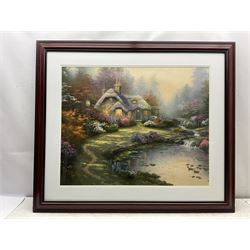 Thomas Kinkade (American 1958-2012): 'Everett's Cottage', offset lithograph, from an edition of 970, with Certificate of Authenticity 60cm x 75cm