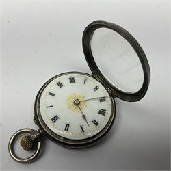 9ct gold pear butterfly brooch, 9ct gold stone set ring and an silver fob watch, all stamped or hallmarked 