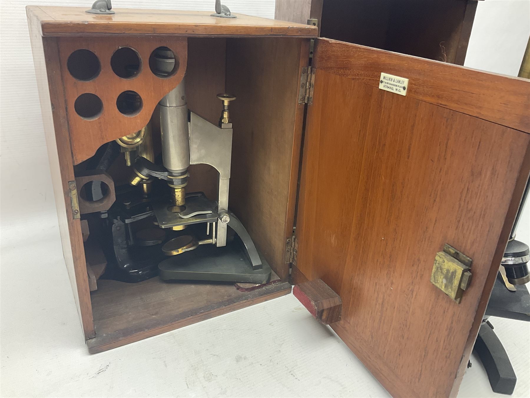 Four microscopes, comprising Nomo Biolam, RCS Zoo Lab 240, R Beck no 13756 and one other