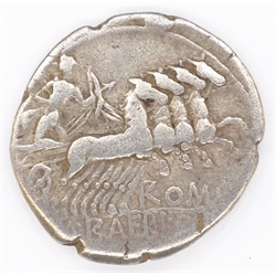  Silver denarius, Roman Republic M.Baebius, 137 B.C  