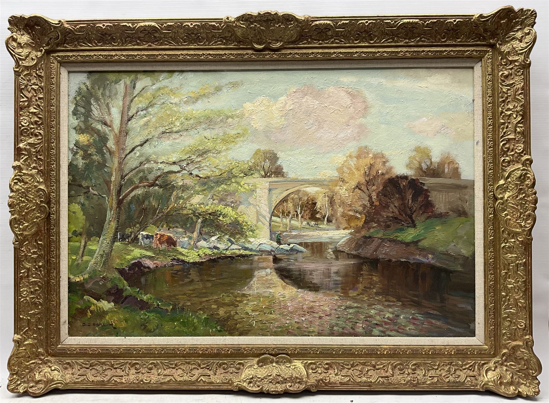 Gordon Clifford Barlow (British 1913-2005): 'Kirby Lonsdale', oil on canvas signed, titled verso 49.5cm x 75cm 