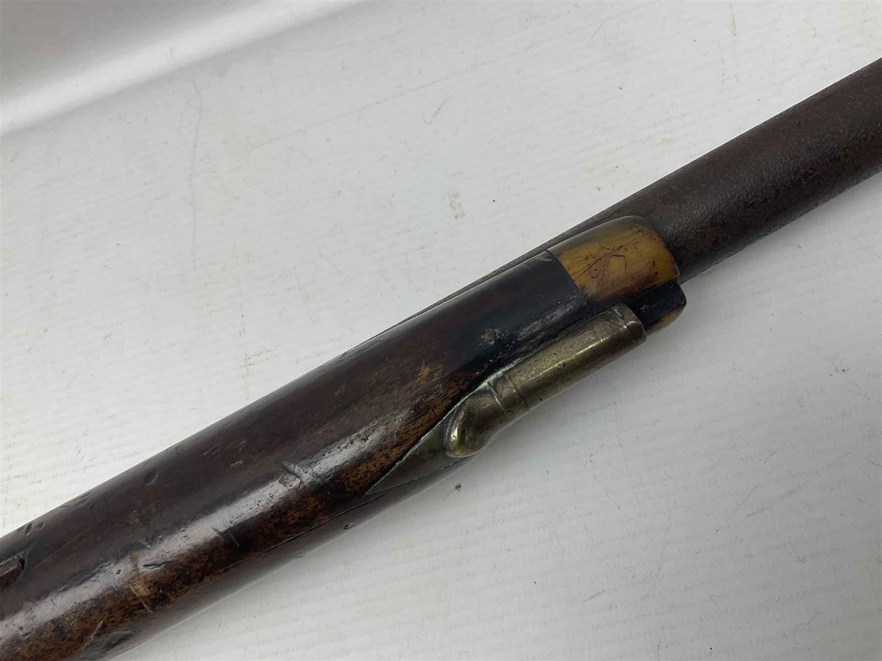 Early 19th century flintlock single barrel sporting gun by Johnston, approximately 14-bore, with 94cm(37