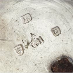 18th century silver pair cased verge fusee pocket watch by Alexander Hare (London ca.1781-1824), No. 200, square baluster pillars, pierced and engraved balance cock, white enamel dial with Roman hours and outer Arabic minute ring, beetle and poker hands, case makers mark G H, London 1770, with a fabric watchpaper embroidered with map of Europe