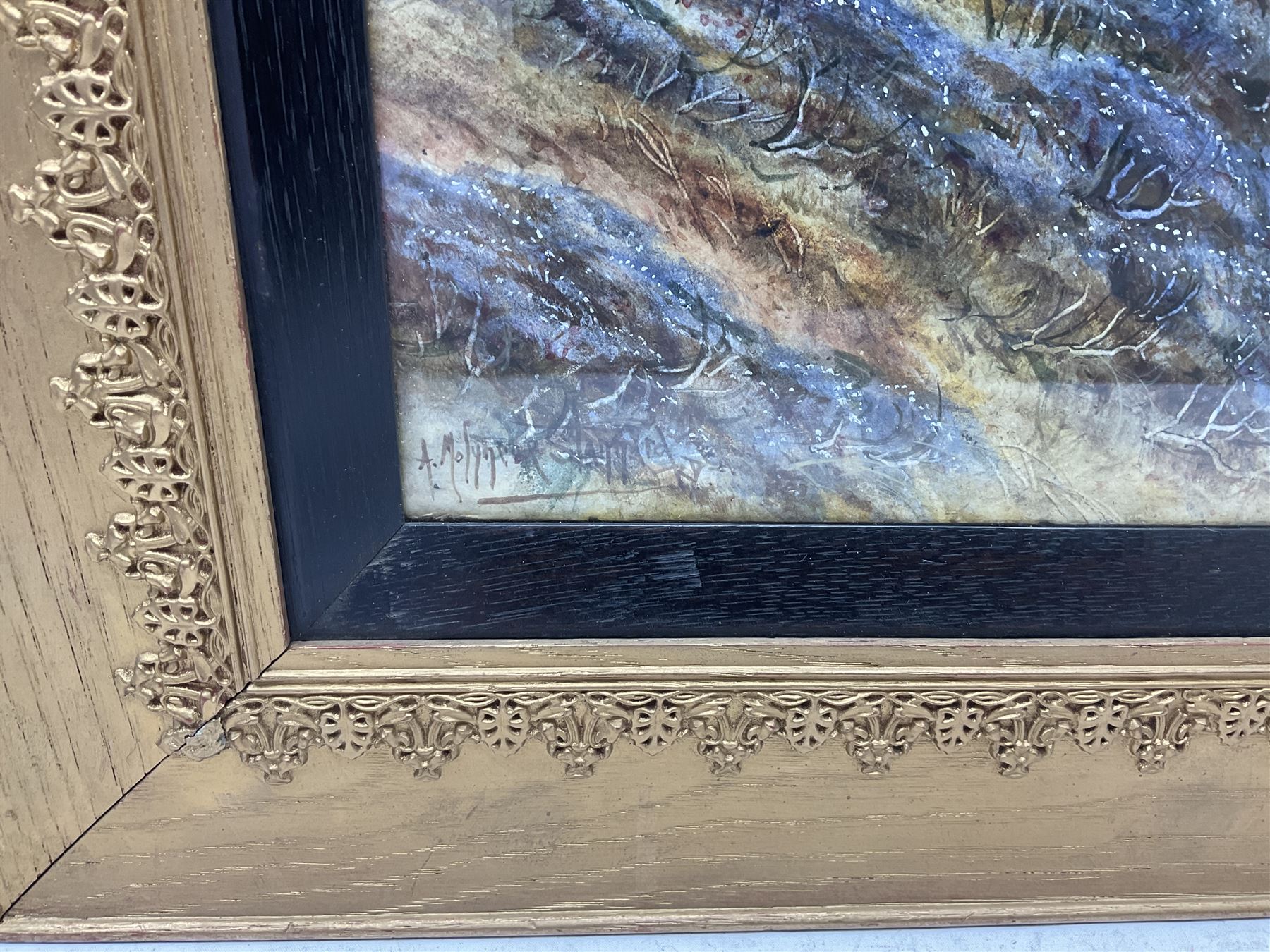 Alexander Molyneux Stannard (British 1898-1975): Horse and Cart through Moors and Moorland Sheep Landscape, pair watercolours signed 37cm x 63cm (2)