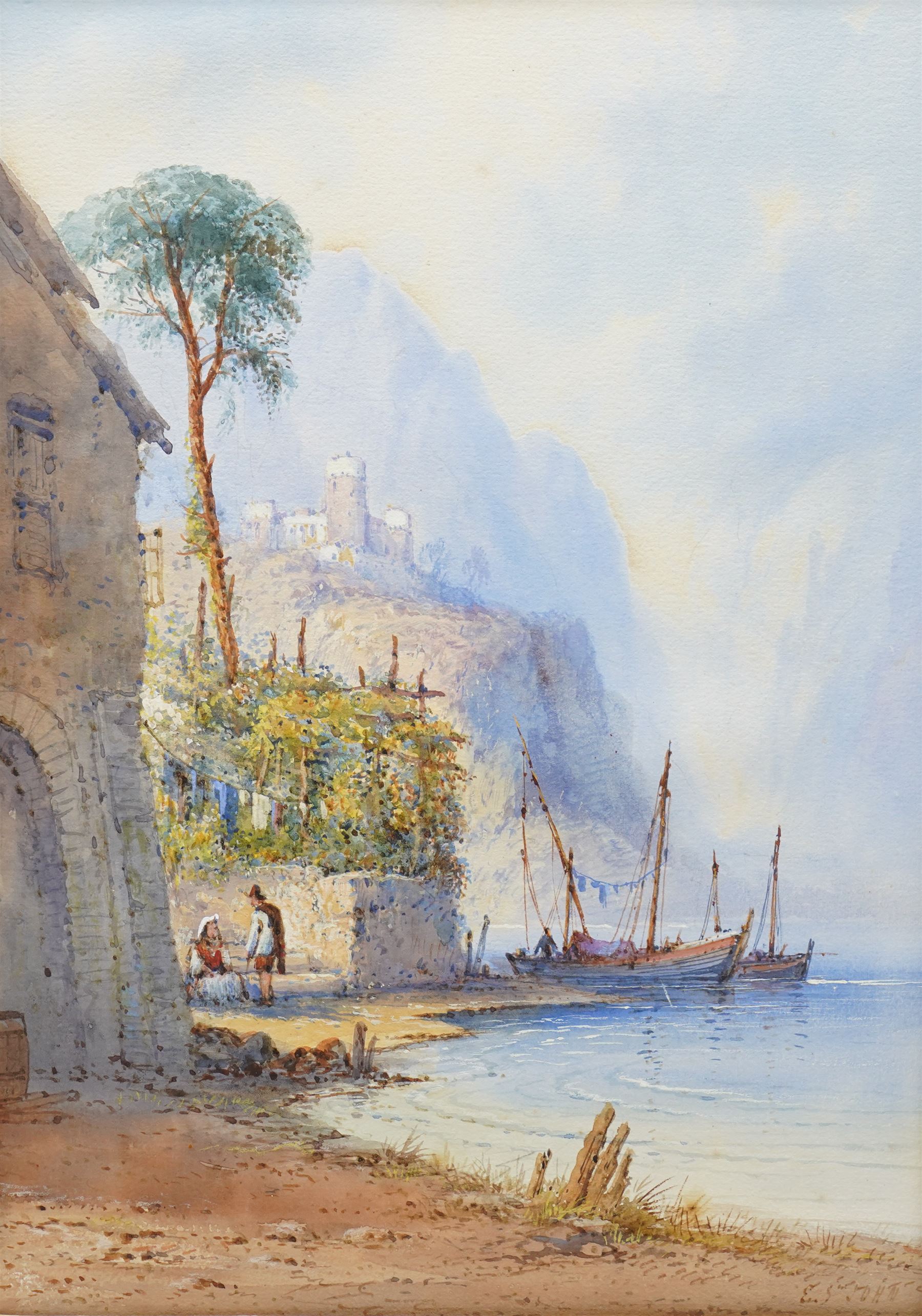 Edwin St John (British 1878-1961): The Coast of Southern Italy - possibly The Amalfi Coast, watercolour signed 37cm x 26cm (unframed)