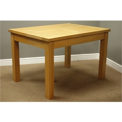  Light oak rectangular dining table with foldout leaf, H79cm, 91cm x 120cm - 160cm  