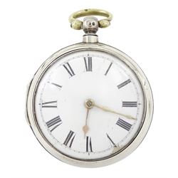 George III silver pair cased verge fusee pocket watch by Edward Davenport, London, No. 775...