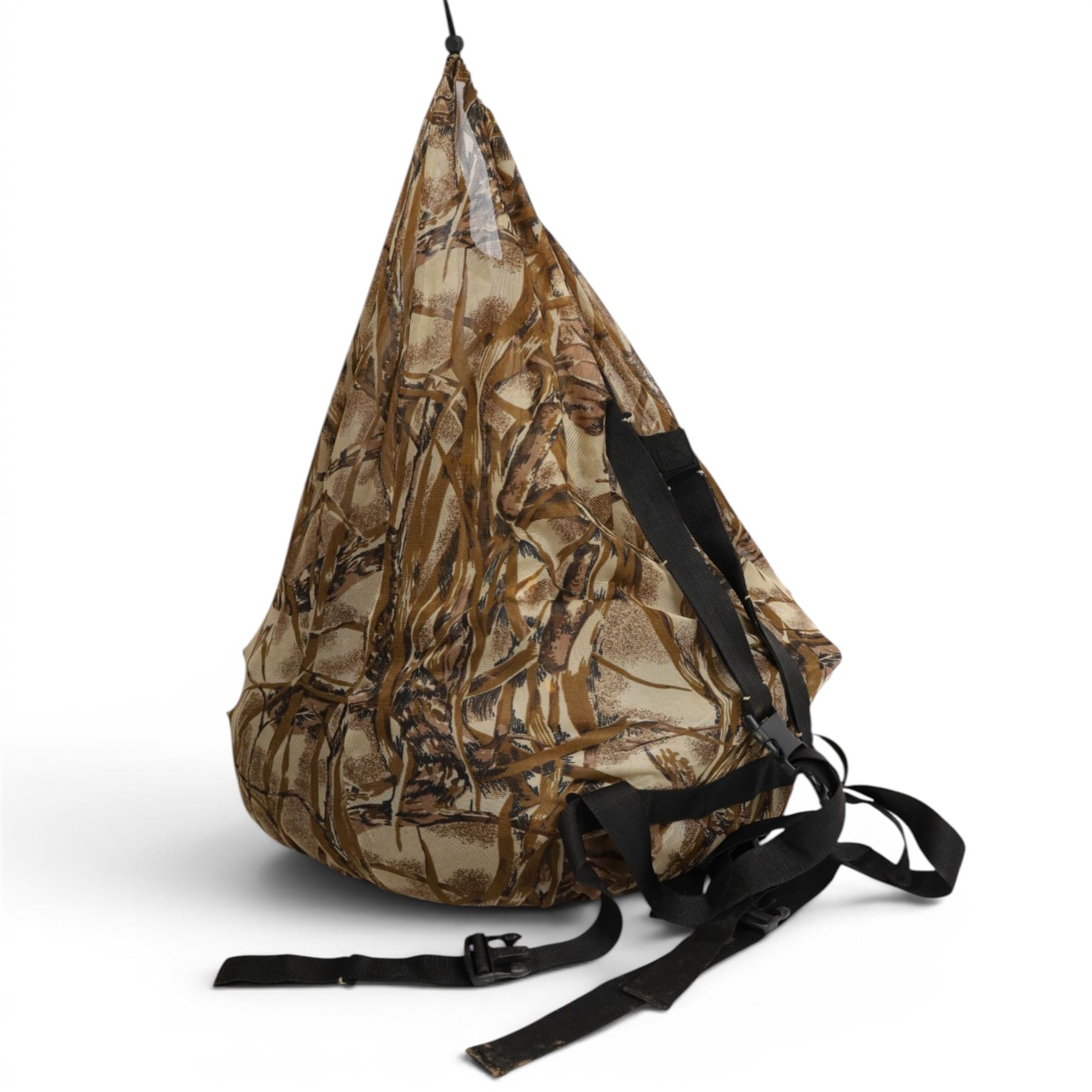 Camouflage bag filled with camouflage netting and Pigeon decoys
