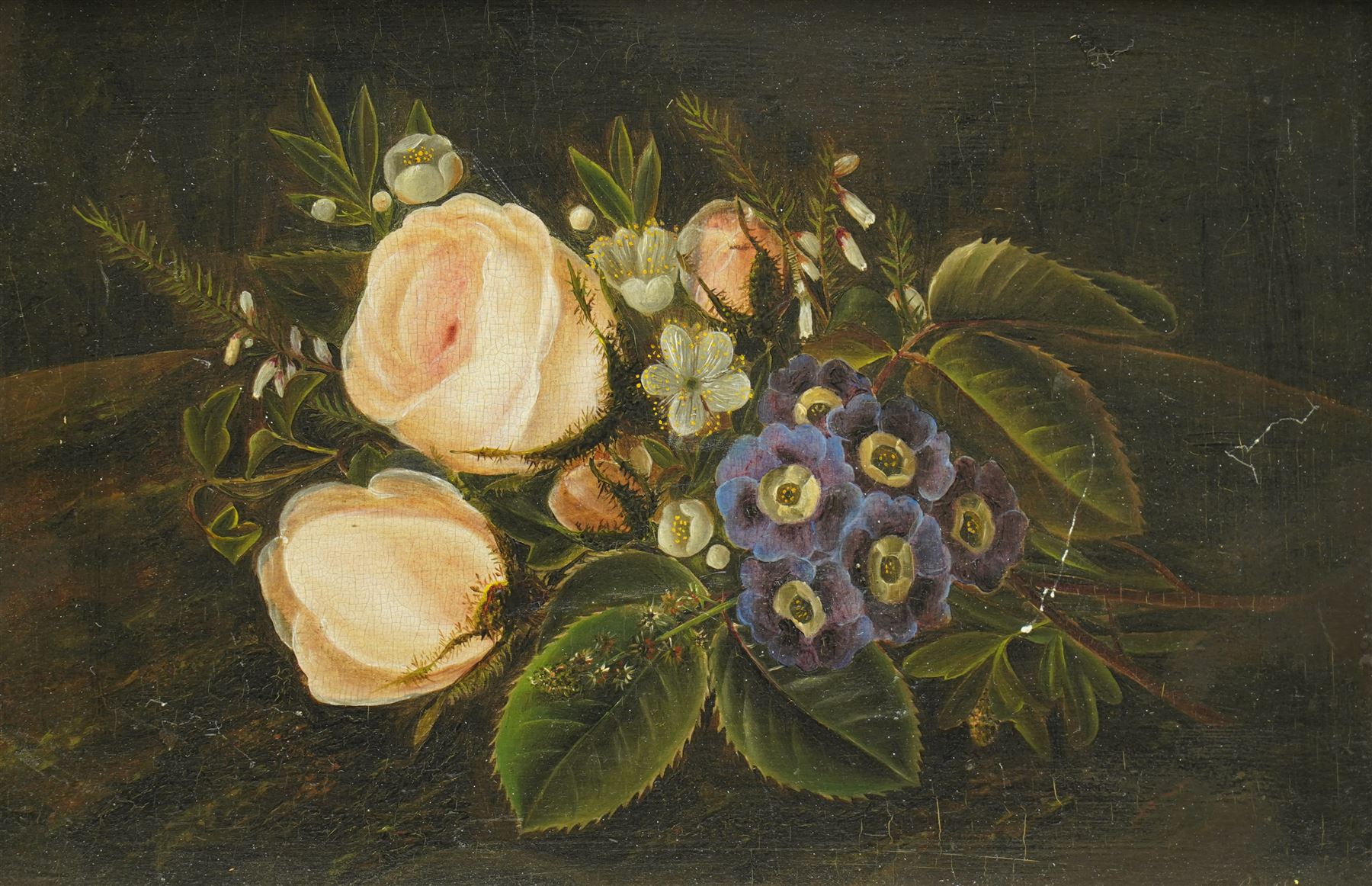 Danish/Swedish School (Early 20th century): Still Life of Flowers on a Ledge, oil on panel indistinctly inscribed verso 17cm x 26cm