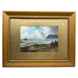 English Naïve Scool (19th/20th century): The Wreck of the North Bay Pier Scarborough, oil signed 24cm x 34cm
Provenance: purchased David Duggleby Ltd 29th July 2002 Lot 406. The Pier was a short lived feature in Scarborough's history; it first opened to the public on 1st May 1869 but was almost totally wrecked in the gales of January 1905.