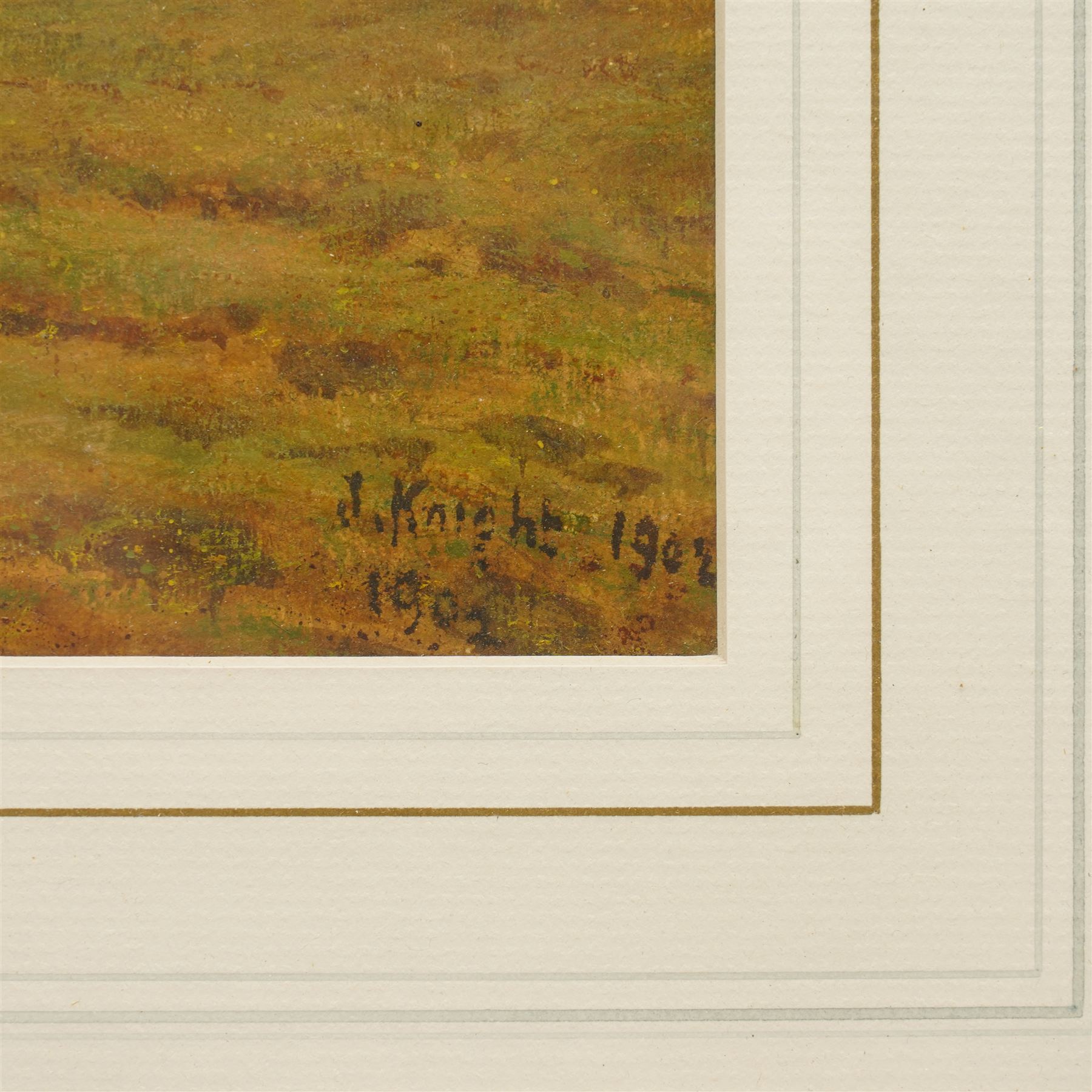 Joseph Knight (British 1837-1909): Farmer in a Summer Landscape, oil on board signed and dated 1902, 29cm x 40cm