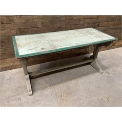 Early 20th century painted wood and enamel Military folding campaign table