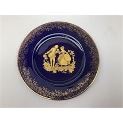 Royal Doulton toby jug of Winston Churchill H23cm and large character jug of Falstaff; together with four collector's plates by Royal Crown Derby, Royal Worcester and Limoges (6)