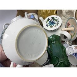 Wedgwood and Coalport 'Countryware' pattern ceramics, to include teapot, toast rack, napkin rings, jug, oval dish, sauce boat and saucer, etc, together with other ceramics to include Hornsea Fauna vase, Sylvac Apple Blossom pattern bowl, Sylvac jug in the form of a sack, no. 406, two Nao figures, tea wares, silver plated cutlery etc