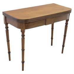 Mid-19th century mahogany console table, featuring extending fold-over top with double rea...